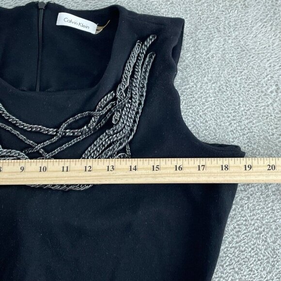 Calvin Klein Black Sleeveless Chain Neckline Dress Size 12 Rayon Blend 5522 - Picture 7 of 9
